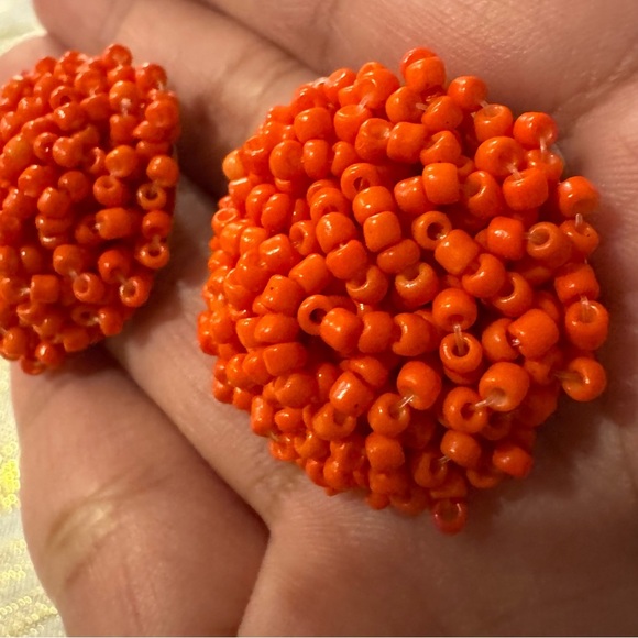 ⚜️3 for $30⚜️ Handcrafted Orange Seed Bead Stud Earring Neon Holiday Vaycay - Picture 7 of 13